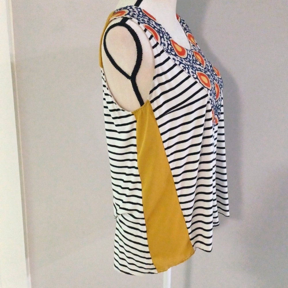THML White Black Striped Tank with Yellow Panels and Orange Medallion Yoke - Picture 3 of 9